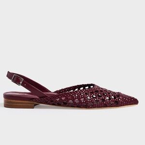 NWT Marion Parke Braided Slingback Flat Sandal | Burgundy - size US 8